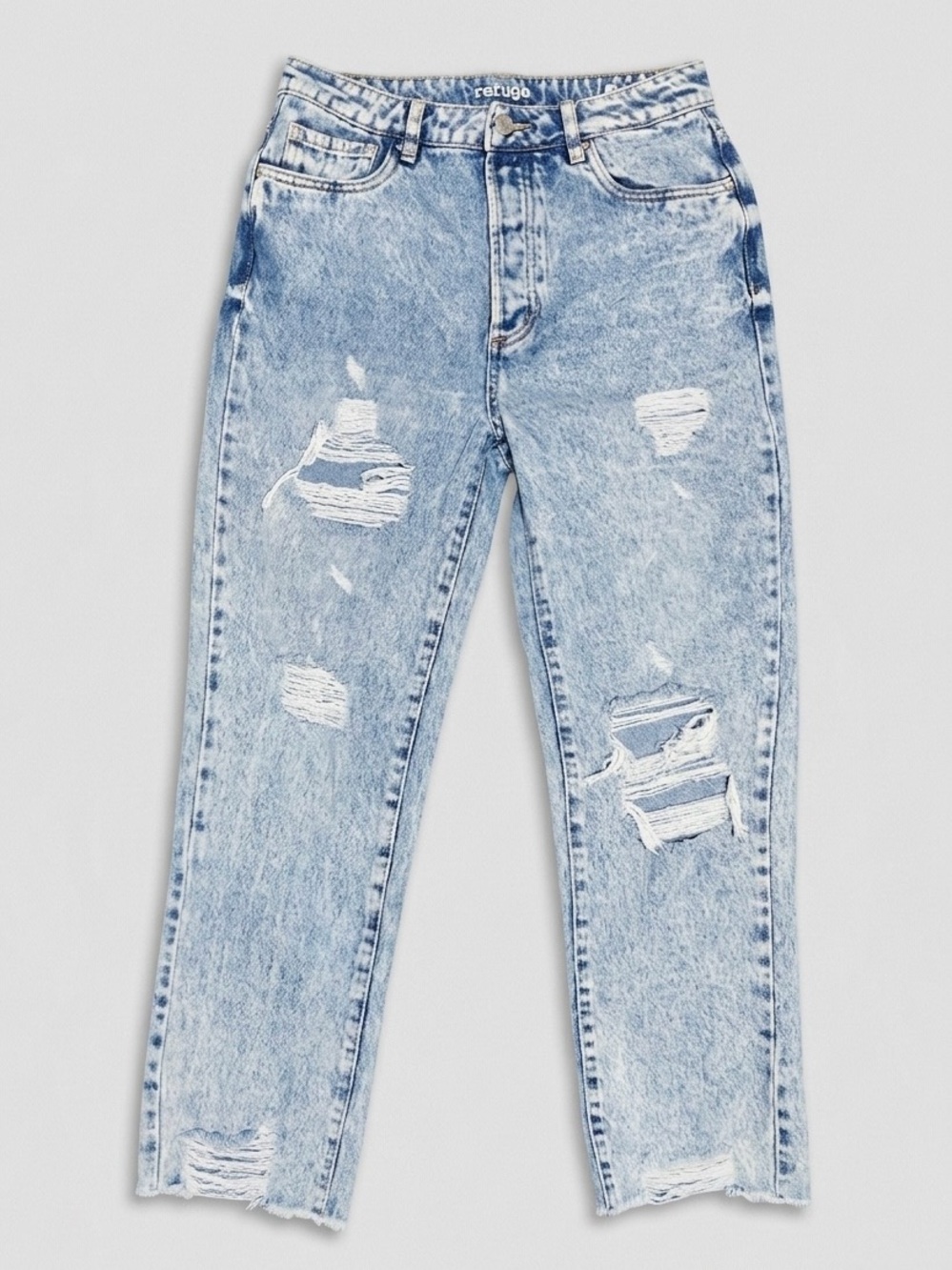 Refuge High waist ankle straight ripped light washed jeans